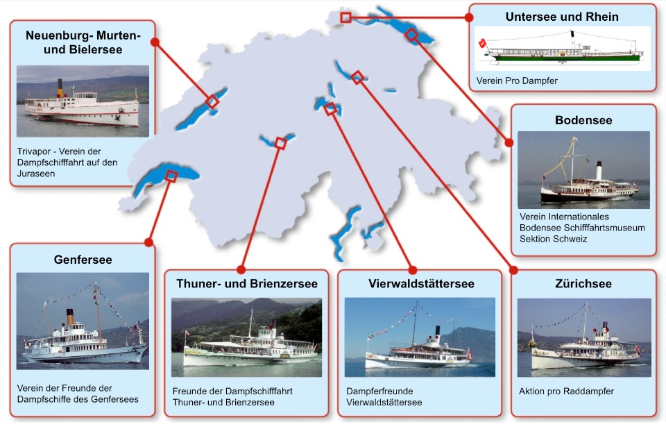 Carte des lacs suisses